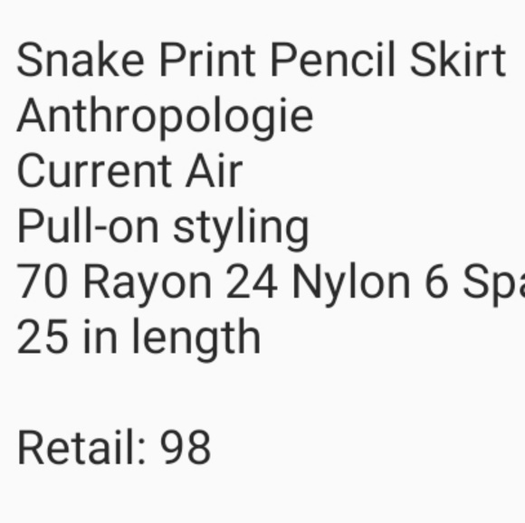 Anthro❣ Current Air Snake Print Pull on Skirt 🆕️⚘ - Picture 5 of 5